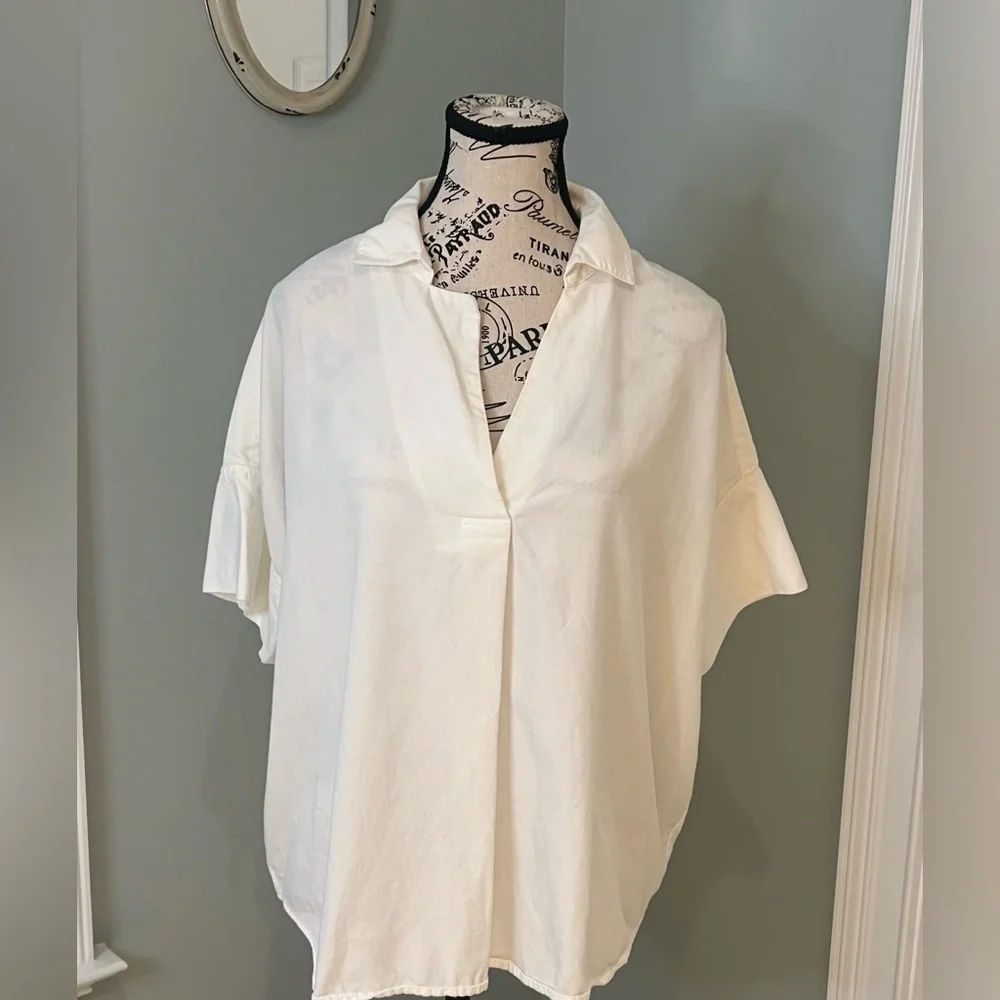 Madewell Courier Button-Back Shirt | White | Size M | Preowned - Picture 12 of 15